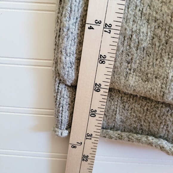 J.Jill Long Cardigan Womens Small Gray Marled Duster Cable Knit Pockets Roll Hem - Picture 5 of 9